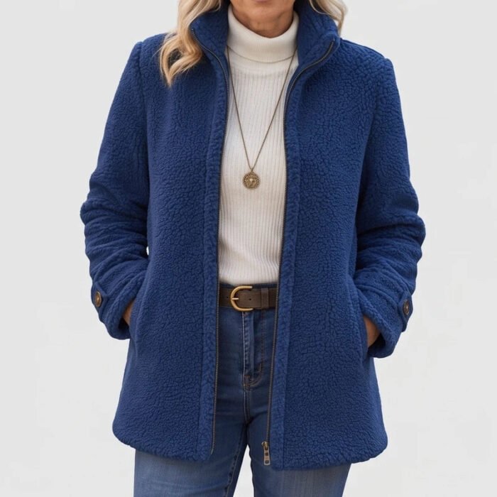 Women's Full-Zip Fleece Jacket – Stand Collar Relaxed Fit Jacket with Pockets | Owen