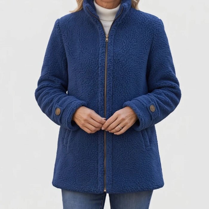 Women's Full-Zip Fleece Jacket – Stand Collar Relaxed Fit Jacket with Pockets | Owen