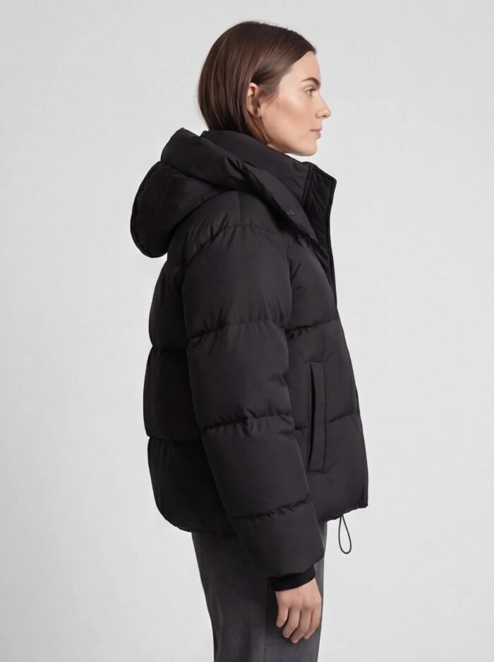 Women's Oversized Hooded Puffer Jacket – Padded Winter Coat with Drawcord Hem