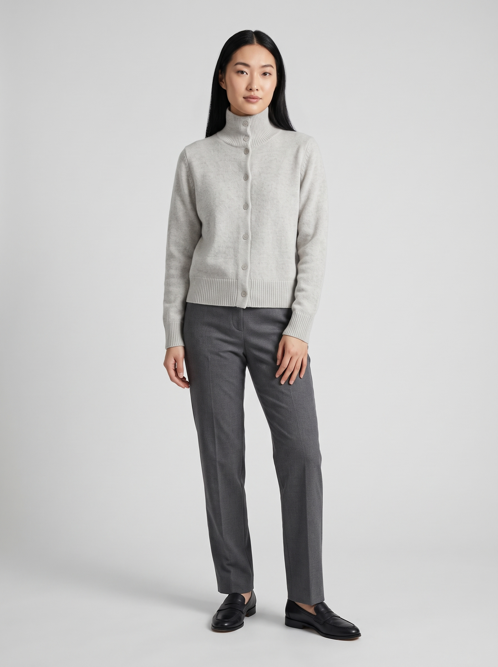 Women's Turtleneck Cardigan – Button-Front Knit Sweater