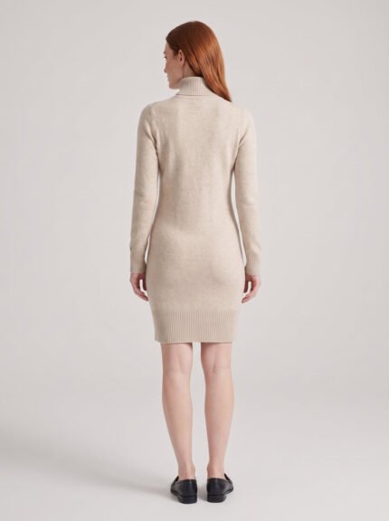 Turtleneck Knee-Length Sweater Dress