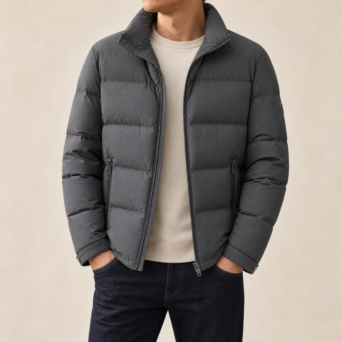 Men's Quilted Puffer Jacket – Stand Collar Winter Jacket | Luciano