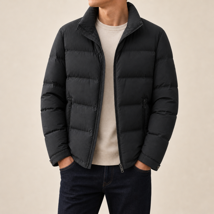 Men's Quilted Puffer Jacket – Stand Collar Winter Jacket | Luciano
