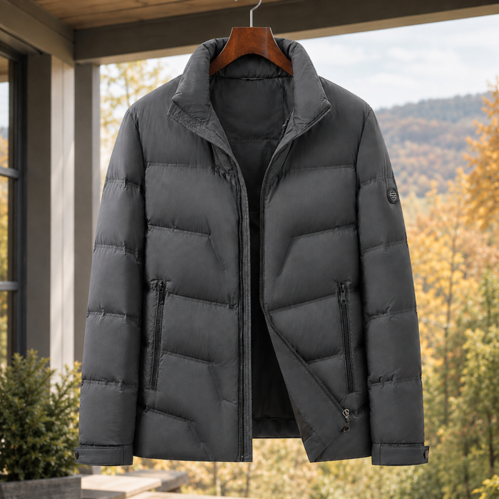 Men's Quilted Puffer Jacket – Stand Collar Winter Jacket | Luciano
