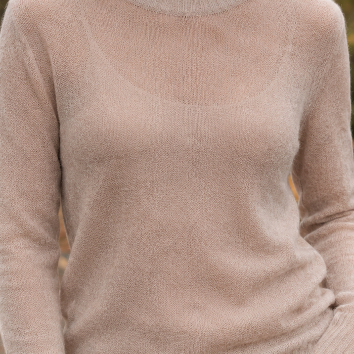 Women's Sheer Knit Sweater – Lightweight Crew Neck Long Sleeve Pullover | Adrienne-Sage
