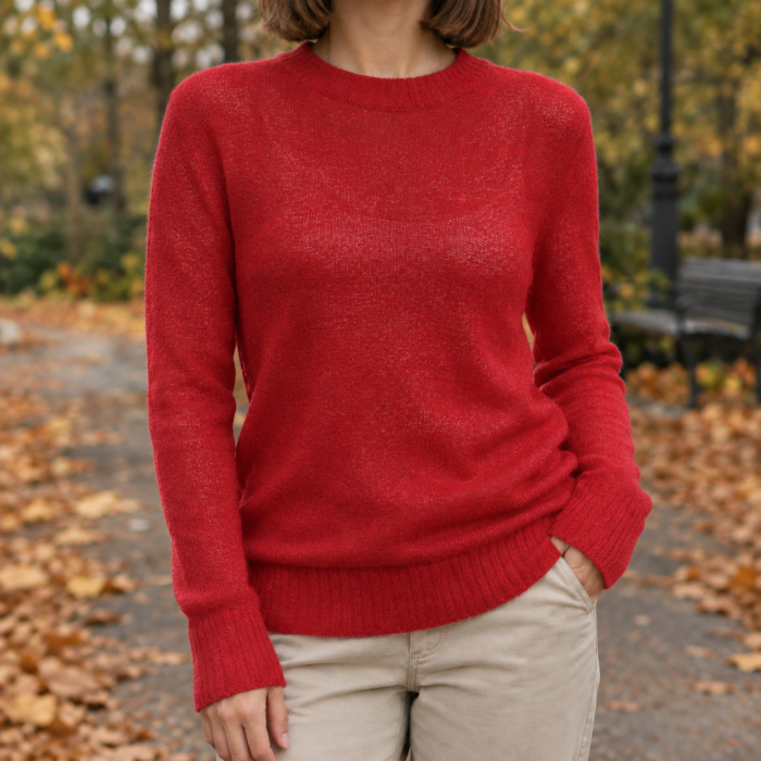 Women's Sheer Knit Sweater – Lightweight Crew Neck Long Sleeve Pullover | Adrienne-Sage