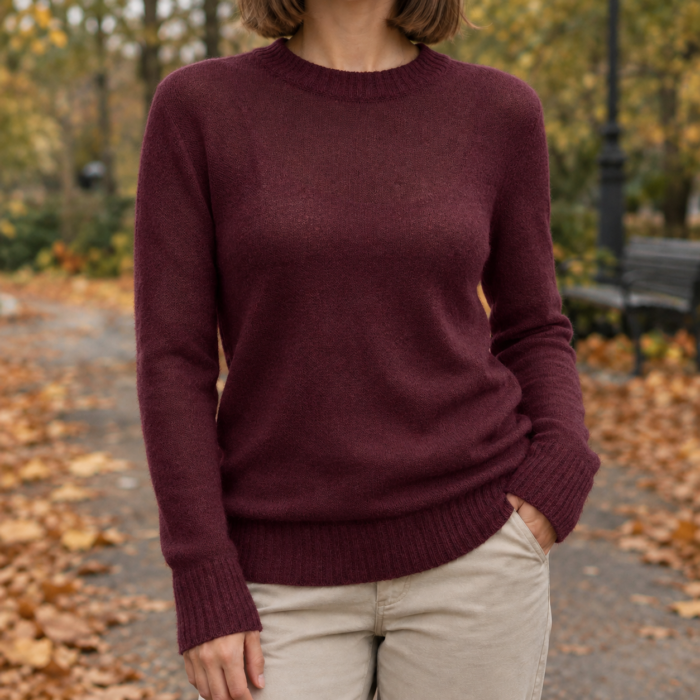 Women's Sheer Knit Sweater – Lightweight Crew Neck Long Sleeve Pullover | Adrienne-Sage