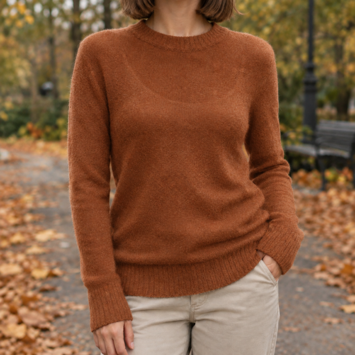Women's Sheer Knit Sweater – Lightweight Crew Neck Long Sleeve Pullover | Adrienne-Sage