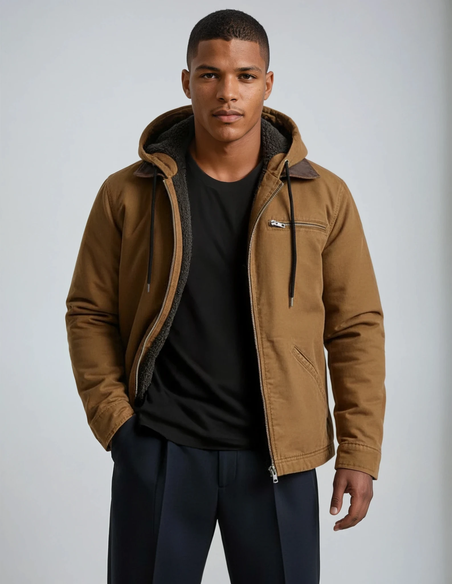 Men's Sherpa Lined Hooded Jacket – Casual Winter Jacket | Marcus