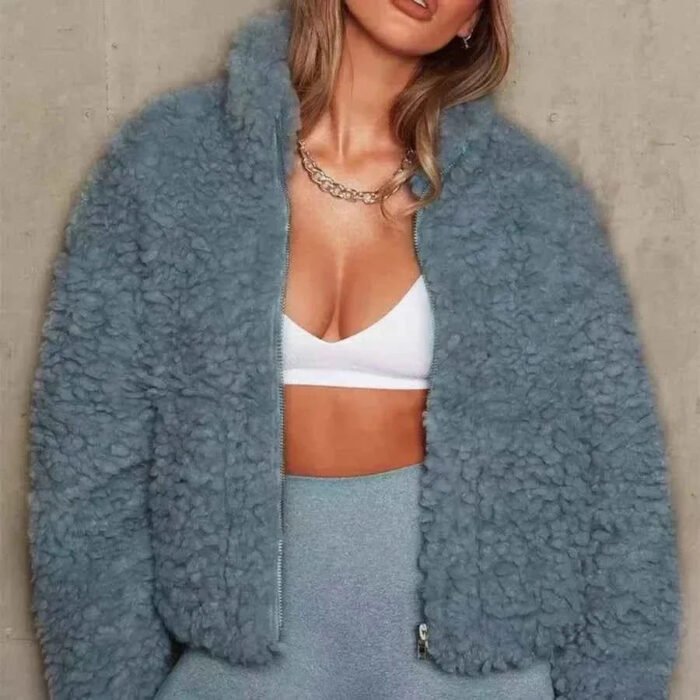 Women's Cropped Teddy Jacket – Sherpa Fleece Winter Jacket