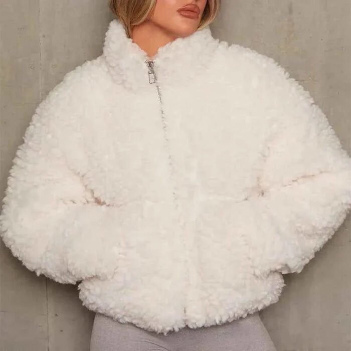 Women's Cropped Teddy Jacket – Sherpa Fleece Winter Jacket