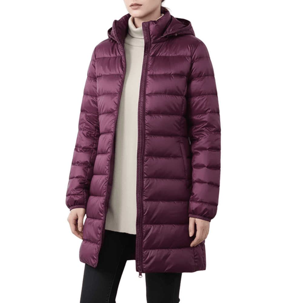 Women's Long Puffer Coat with Hood – Packable Down Winter Coat