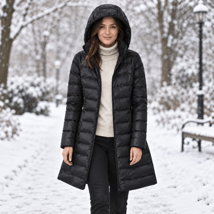 Women's Long Puffer Coat with Hood – Packable Down Winter Coat