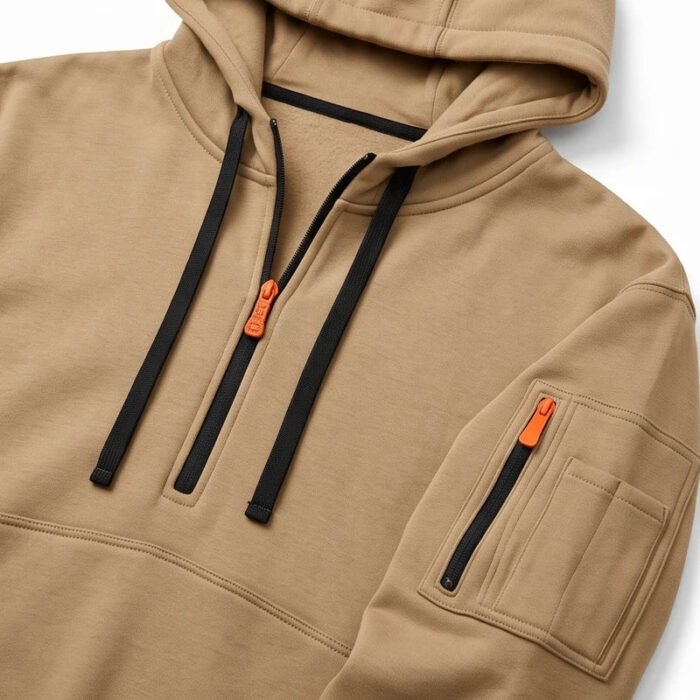 Men's Quarter-Zip Hoodie – Relaxed Fit Hooded Pullover with Utility Pockets | Caleb