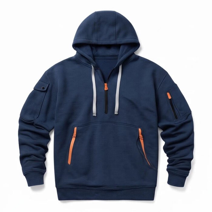 Men's Quarter-Zip Hoodie – Relaxed Fit Hooded Pullover with Utility Pockets | Caleb
