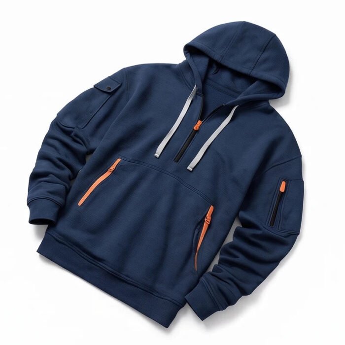Men's Quarter-Zip Hoodie – Relaxed Fit Hooded Pullover with Utility Pockets | Caleb