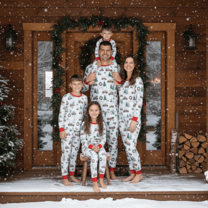 Matching Family Christmas Pajamas – Tree Truck Print Pajama Set | Tucker
