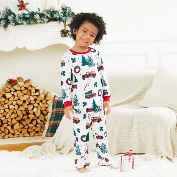Matching Family Christmas Pajamas – Tree Truck Print Pajama Set | Tucker