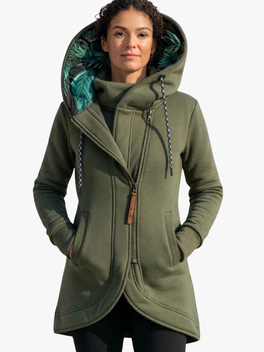 Women's Asymmetric Zip Hooded Fleece Jacket | Marisabel