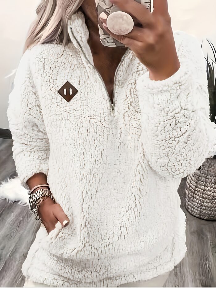 Women's Half Zip Pullover Sherpa Sweater | Marigold