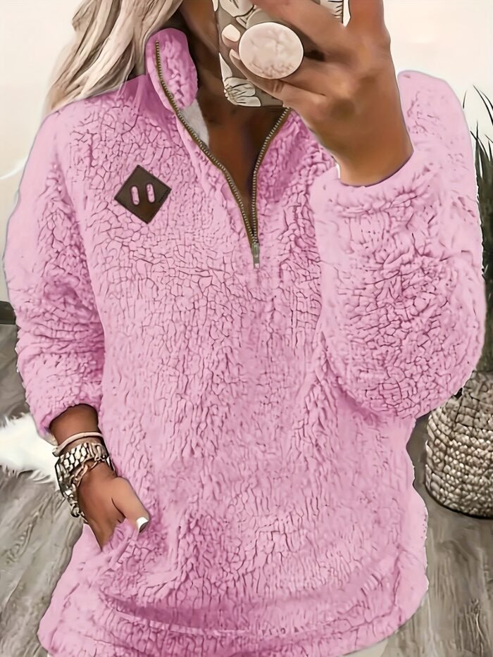 Women's Half Zip Pullover Sherpa Sweater | Marigold