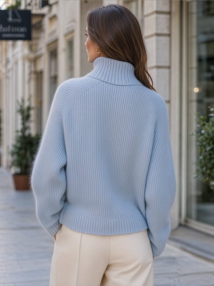 Women's Half Zip Ribbed Stand Collar Sweater | Thessalind