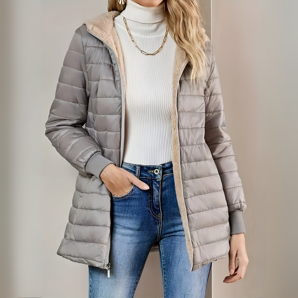Women's Hooded Longline Quilted Puffer Coat | Genevieve