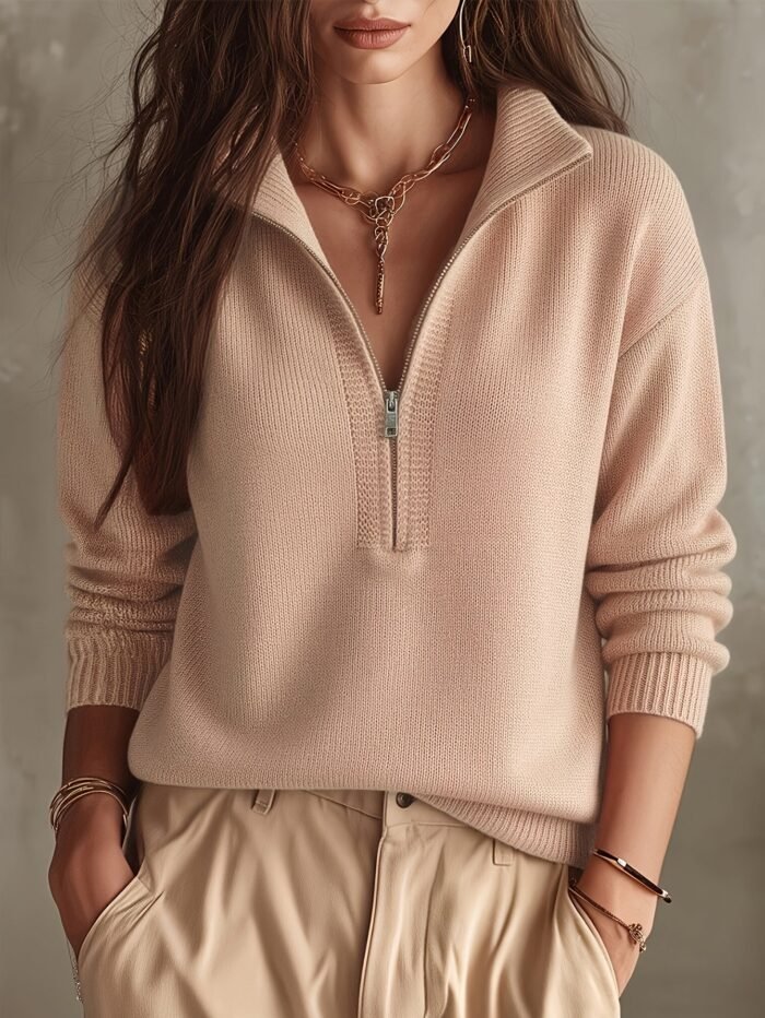 Women's Quarter-Zip Mock Neck Pullover Sweater | Rosalind