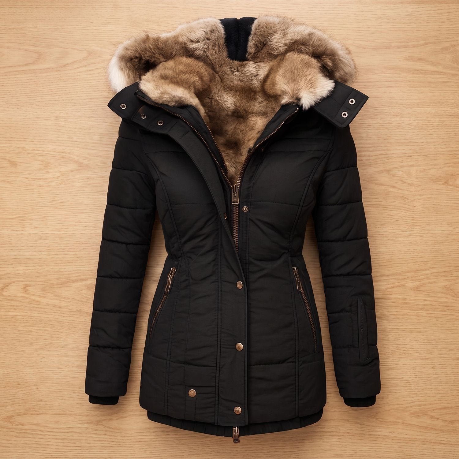 Women's Quilted Faux Fur Hooded Puffer Jacket | Fenella