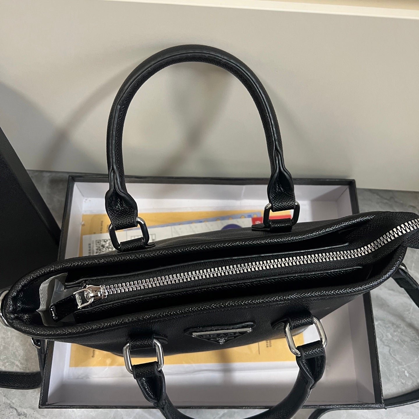Leather PR Inspired Black Mini Tote Crossbody Bag - View 7