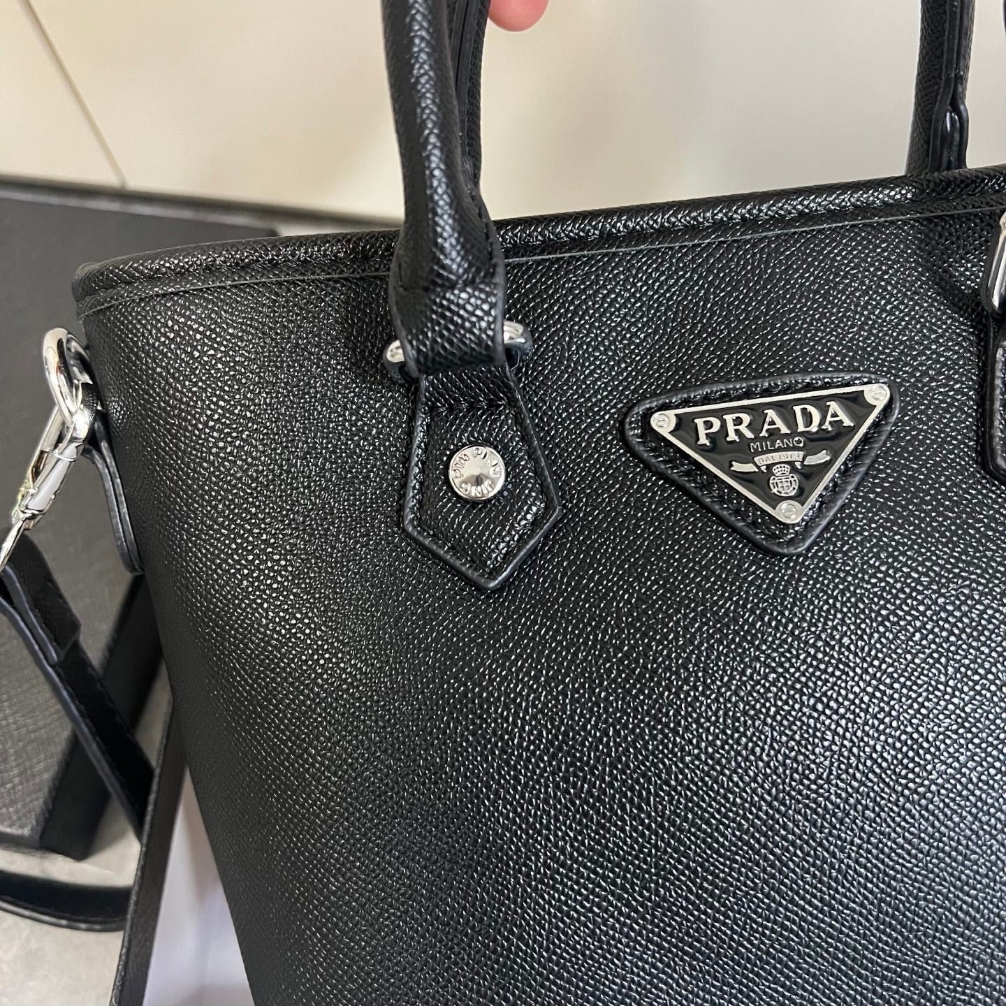 Leather PR Inspired Black Mini Tote Crossbody Bag - View 4