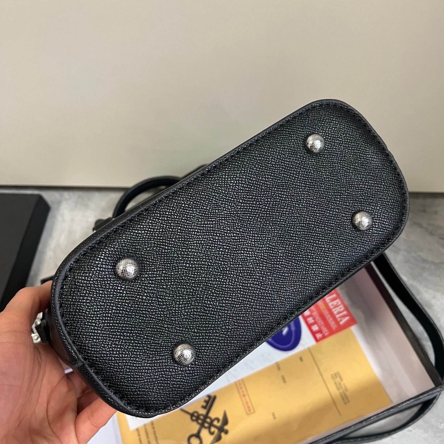 Leather PR Inspired Black Mini Tote Crossbody Bag - View 6